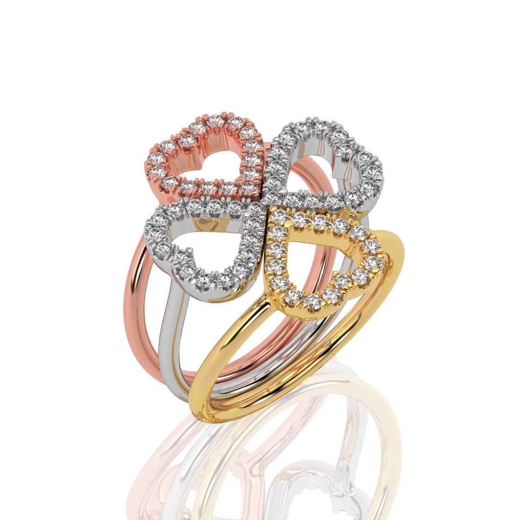 Lucky Love Trinity Four Leaf Clover Diamond Ring