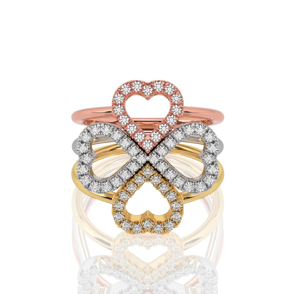 Lucky Love Trinity Four Leaf Clover Diamond Ring