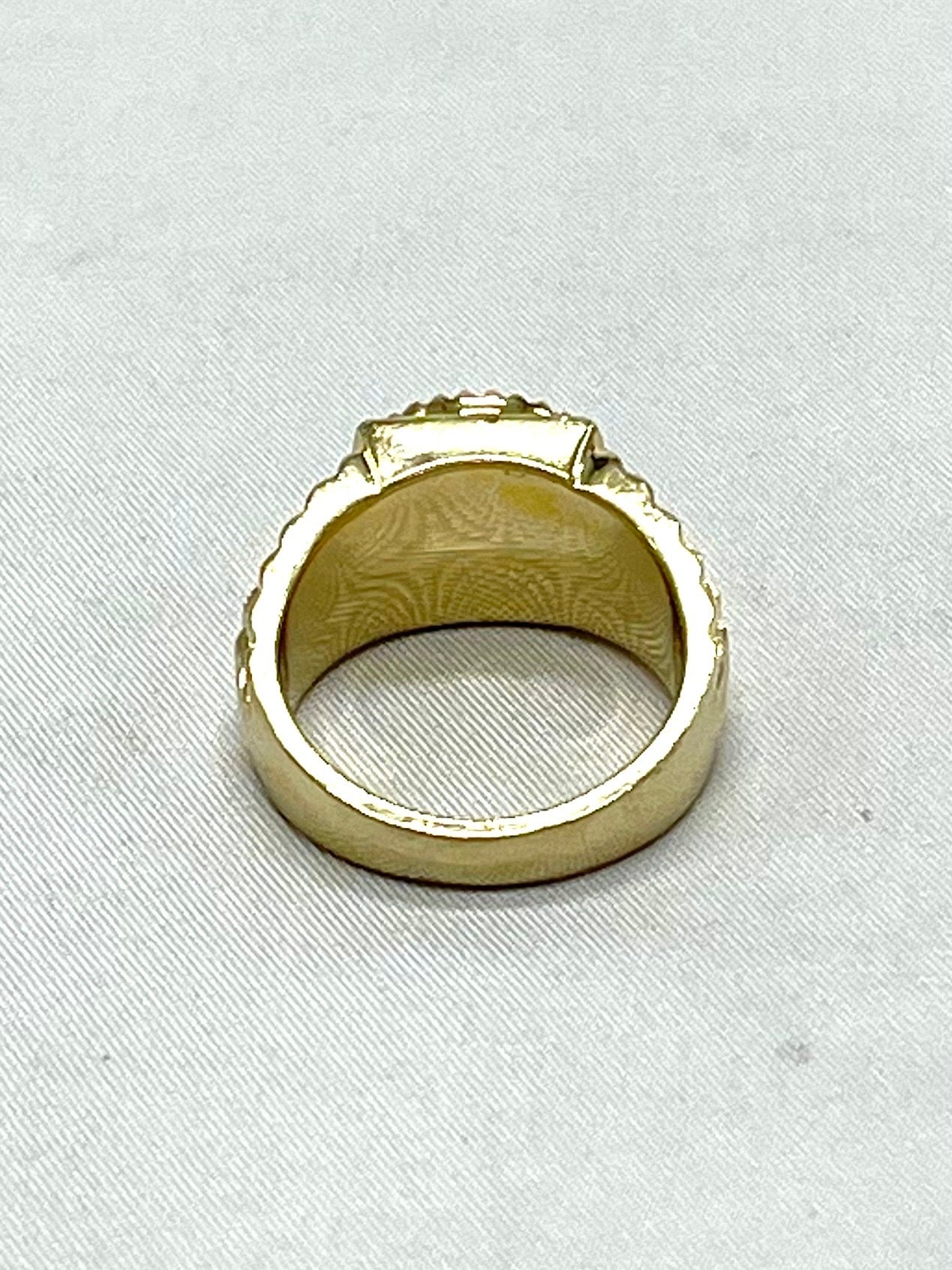 14K Yellow Gold 7 Diamond Geometric "Watch" Ring